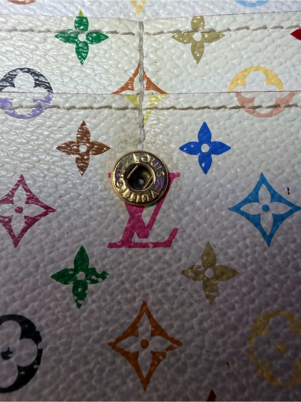 Louis Vuitton Murakami White Multicolor Monogram Canvas Long Wallet w Pink int.